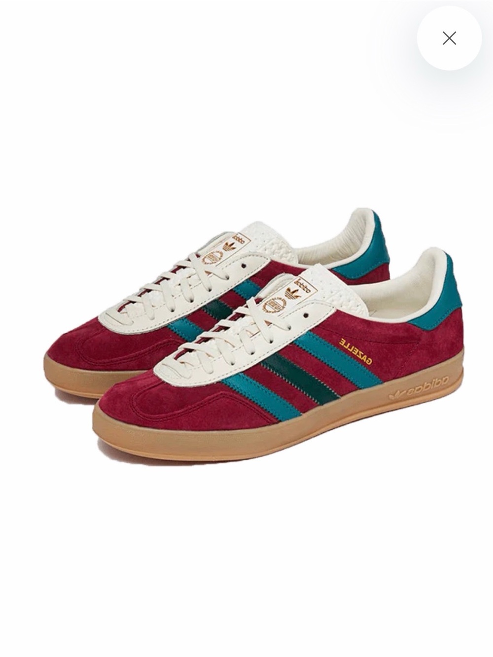 adidas Gazelle Men’s Suede Sneakers in Burgundy, Teal & Cream